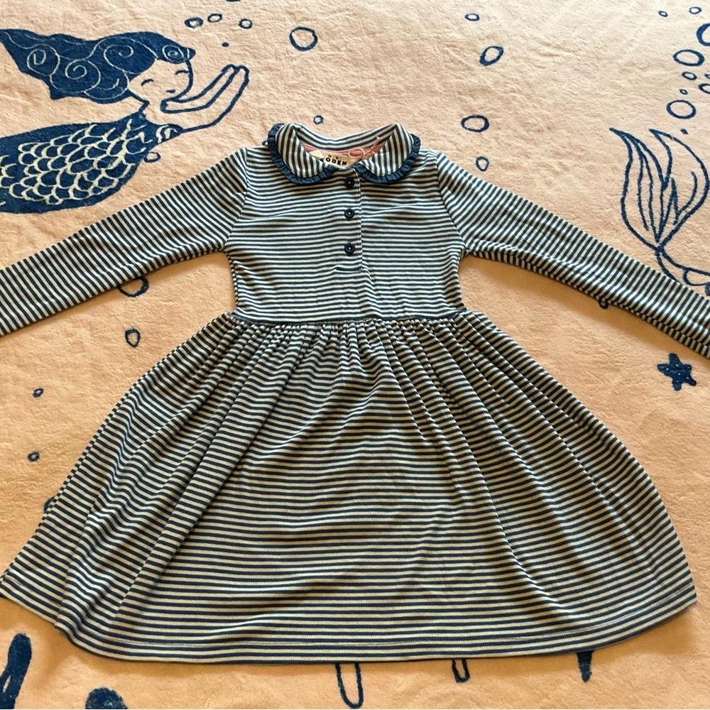 Mini Boden Navy and White Striped Dress